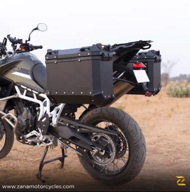 Zana Panniers( 36 LTR )Aluminium L-Flat Black With Frame For Triumph Tiger 850/ 900 Rally Pro ZI-70 LB