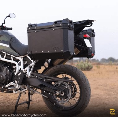 Zana Panniers( 36 LTR )Aluminium L-Flat Black With Frame For Triumph Tiger 850/ 900 Rally Pro ZI-70 LB