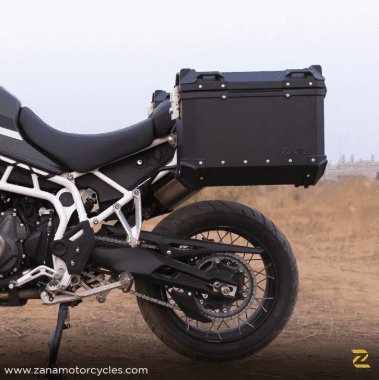 Zana Panniers( 36 LTR )Aluminium L-Flat Black With Frame For Triumph Tiger 850/ 900 Rally Pro ZI-70 LB