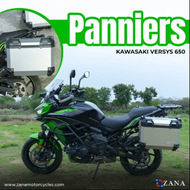 Zana Panniers ( 36 LTR ) Aluminium L-Flat Silver With Frame For Kawasaki Versys 650 ZI-8498 LS