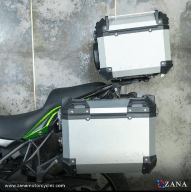 Zana Panniers ( 36 LTR ) Aluminium L-Flat Silver With Frame For Kawasaki Versys 650 ZI-8498 LS