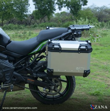 Zana Panniers ( 36 LTR ) Aluminium L-Flat Silver With Frame For Kawasaki Versys 650 ZI-8498 LS