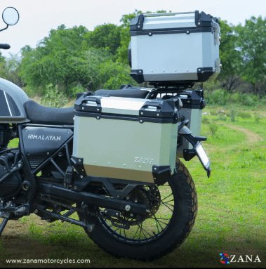 Zana Panniers ( 36 LTR ) Aluminium L-Flat Silver With Frame For Himalayan 411 ZI-8494 LS
