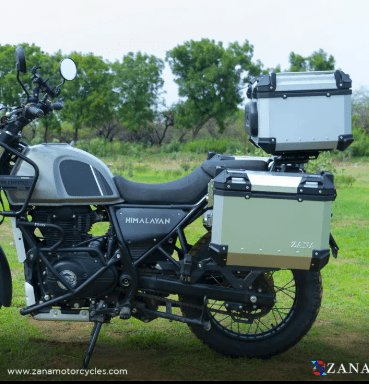 Zana Panniers ( 36 LTR ) Aluminium L-Flat Silver With Frame For Himalayan 411 ZI-8494 LS