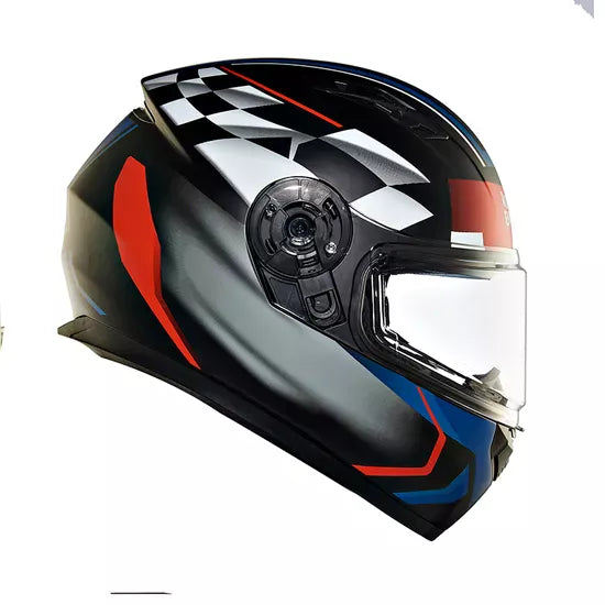 Lightwing Full Face Helmet Checks Matt Black and Blue