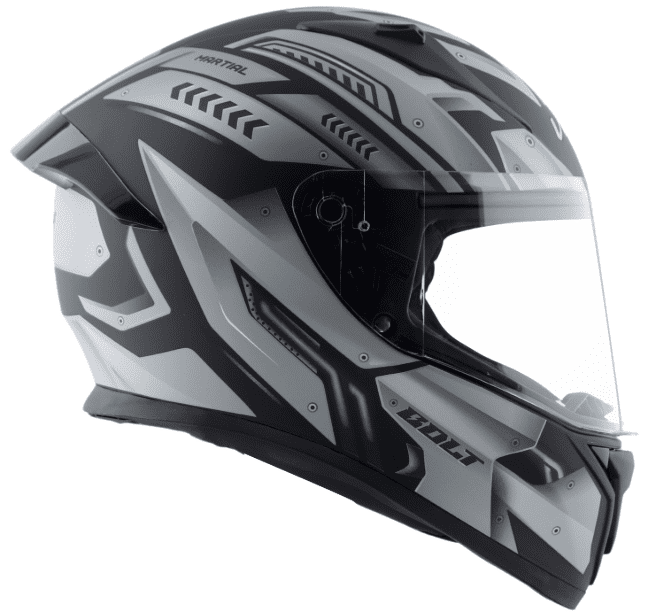 Vega Bolt Martial Dull Black Grey Helmet