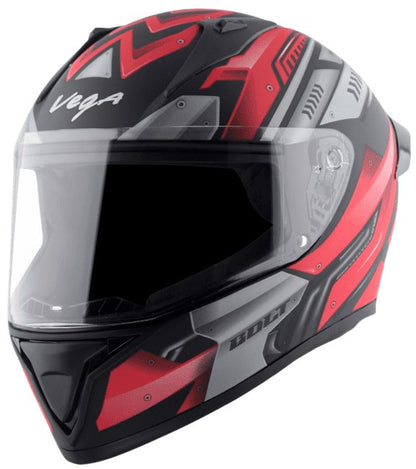 Vega Bolt Martial Dull Black Red Helmet