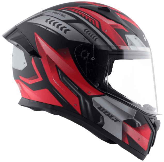 Vega Bolt Martial Dull Black Red Helmet