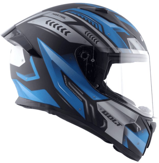 Vega Bolt Martial Dull Black Blue Helmet