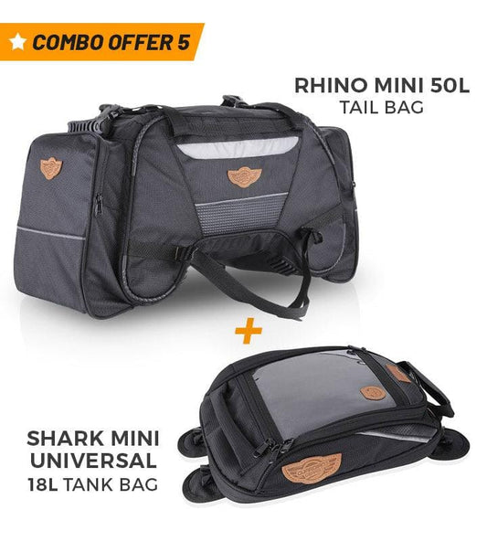 Mini 50L Rhino Tail Bag and Shark Mini 18L Tank Bag