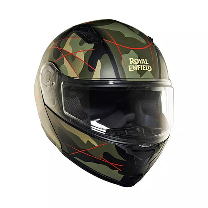 Modular Multi Camo Matt Black and Red Helmet