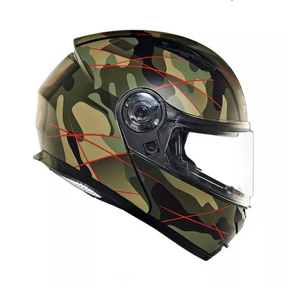 Modular Multi Camo Matt Black and Red Helmet