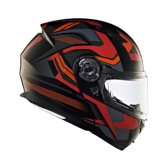 Modular Multi Rays Glossy Black and Red Helmet