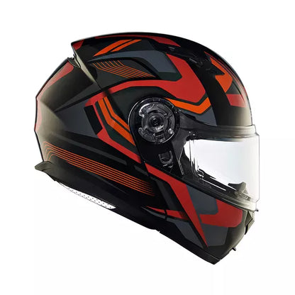 Modular Multi Rays Glossy Black and Red Helmet