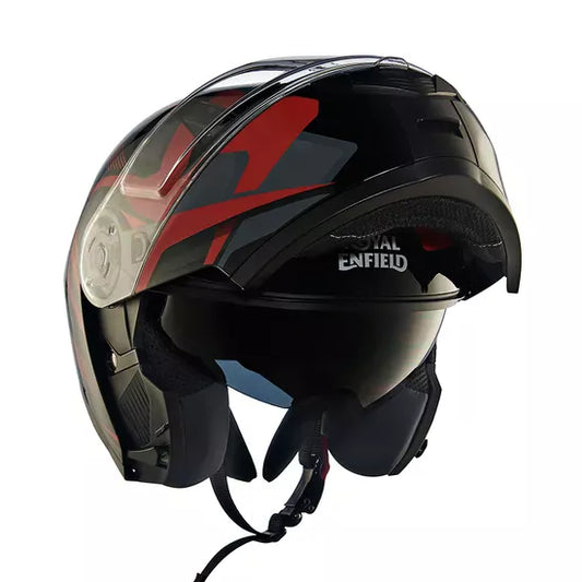 Modular Multi Rays Glossy Black and Red Helmet
