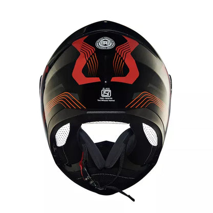 Modular Multi Rays Glossy Black and Red Helmet