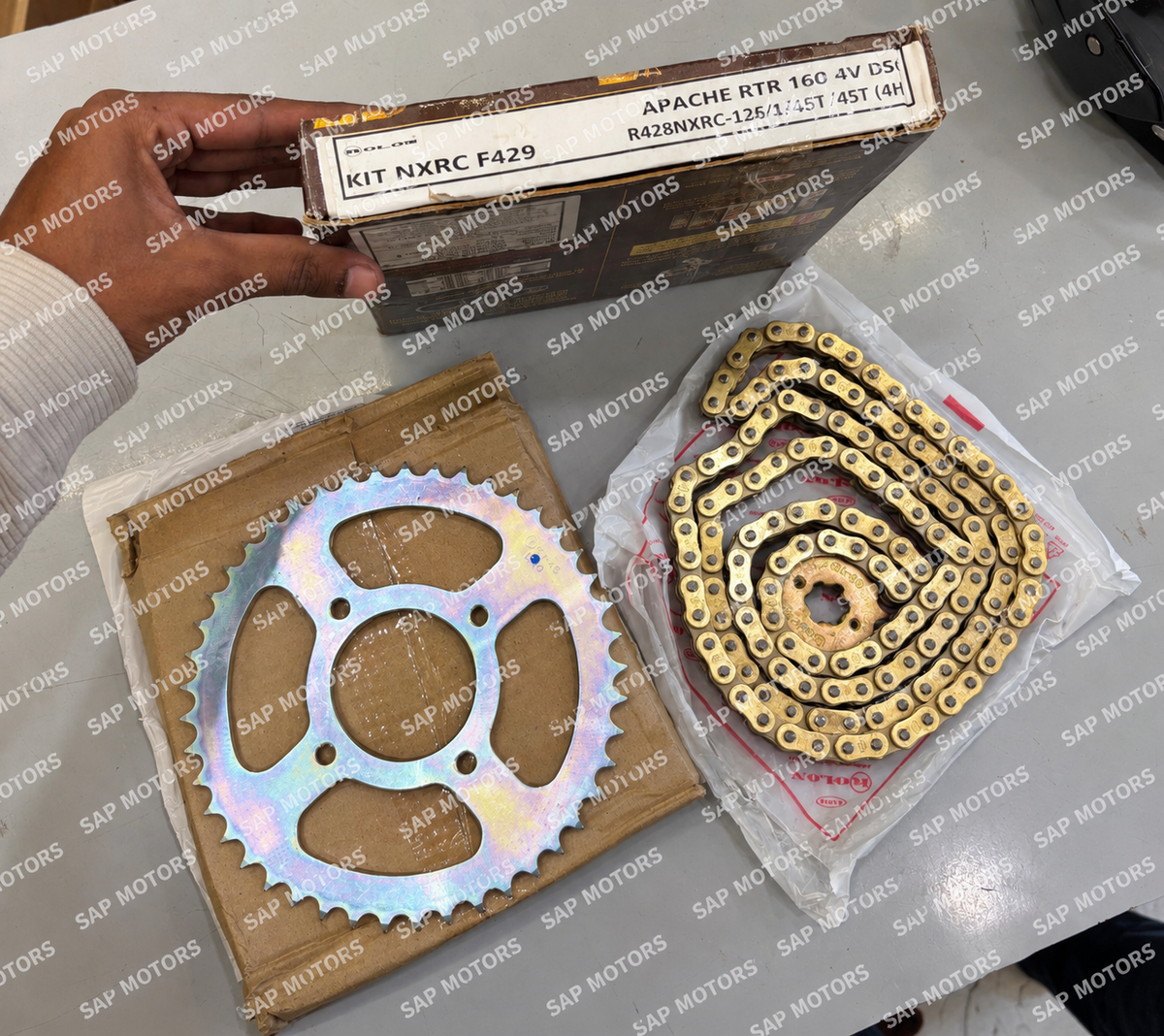 Rolon Brass Chain Sprocket kit for TVS APACHE 160 RTR 4V BS6 - KIT NXRC F 429