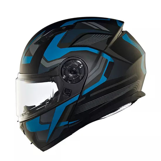Multi Rays Matt Black and Blue Helmet