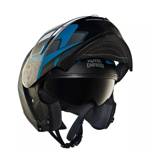Multi Rays Matt Black and Blue Helmet