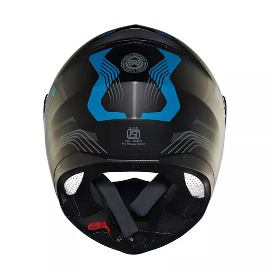 Multi Rays Matt Black and Blue Helmet