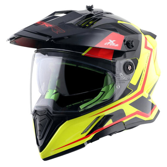 Axor X-Cross Dual Visor Flagstaff Neon Yellow Black Helmet