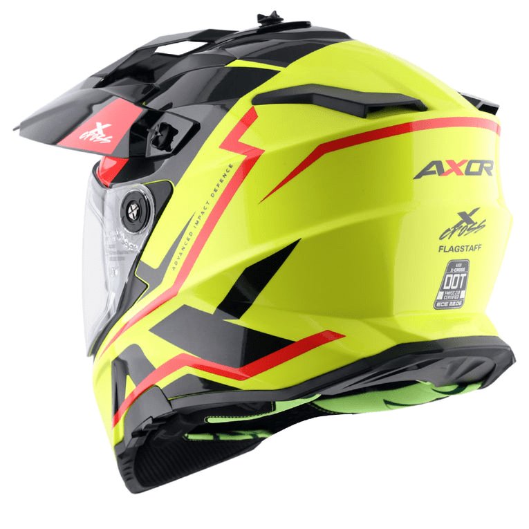 Axor X-Cross Dual Visor Flagstaff Neon Yellow Black Helmet