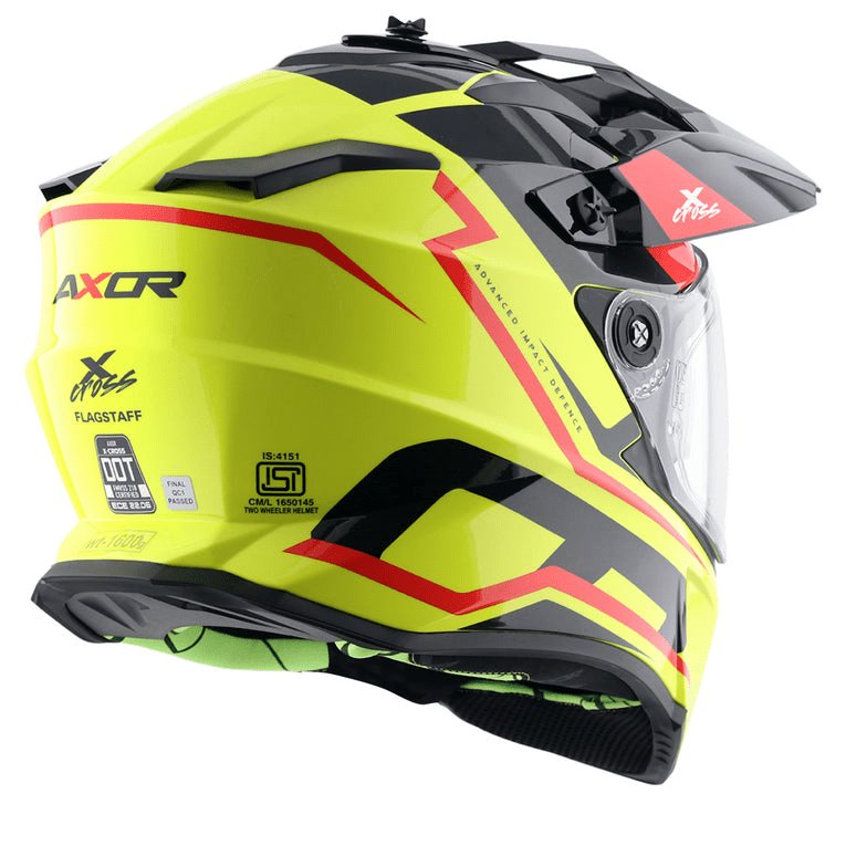 Axor X-Cross Dual Visor Flagstaff Neon Yellow Black Helmet