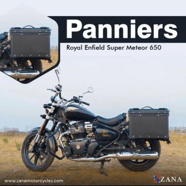 Zana Panniers( 36 LTR ) Aluminium R-Flat Black With Frame For Super Meteor 650 ZI-8492 RB