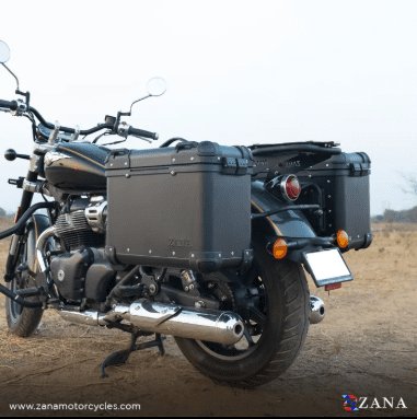 Zana Panniers( 36 LTR ) Aluminium R-Flat Black With Frame For Super Meteor 650 ZI-8492 RB