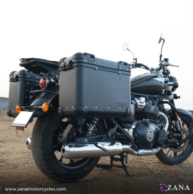 Zana Panniers( 36 LTR ) Aluminium R-Flat Black With Frame For Super Meteor 650 ZI-8492 RB