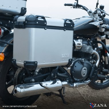 Zana Panniers( 36 LTR ) Aluminium R-Flat Silver With Frame For Super Meteor 650 ZI-8492 RS