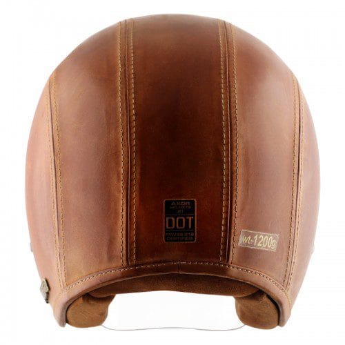 Retro Jet Leather Burnt Open Face Helmet