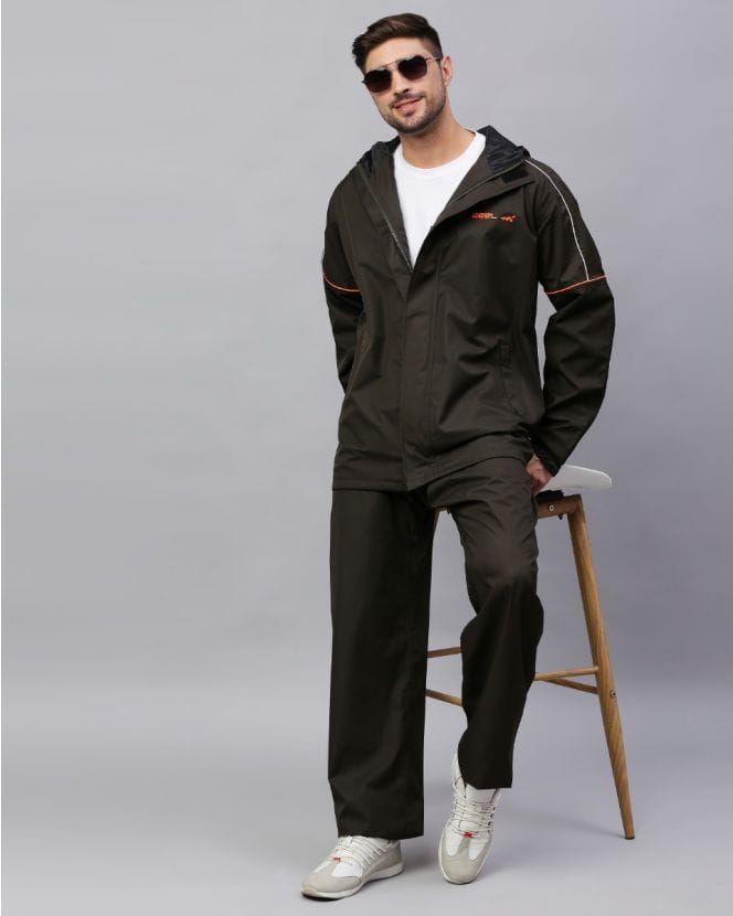 Reversible Olive Color Raincoat Set for Men