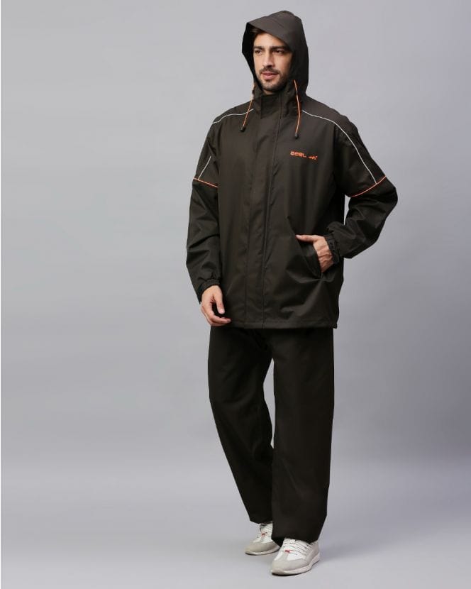 Reversible Olive Color Rainsuit Set for Mens