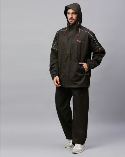 Reversible Olive Color Rainsuit Set for Mens