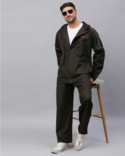 Reversible Olive Color Rainsuit Set for Mens