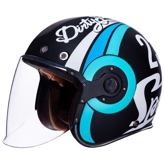 SMK Retro Jet – Speed TT Matt Black & Blue Helmet – MA215