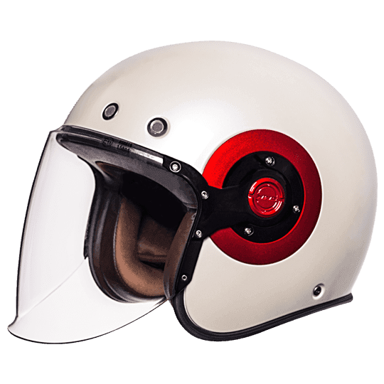 SMK Retro Jet Unicolour Matt White Red Helmet GL130 Riders Junction 1
