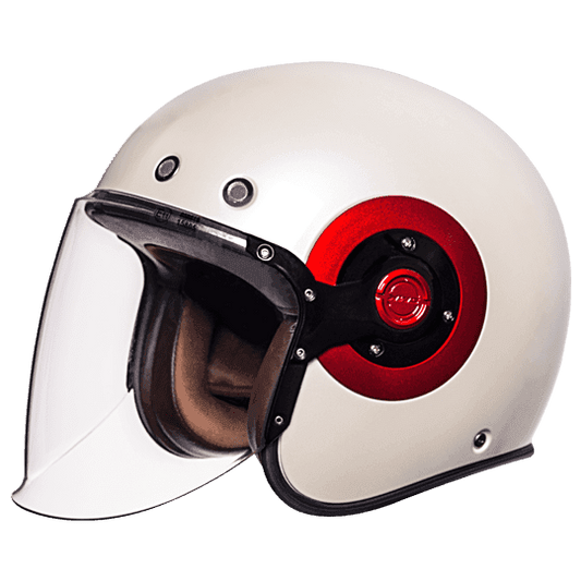 SMK Retro Jet Unicolour Matt White Red Helmet GL130 Riders Junction 1
