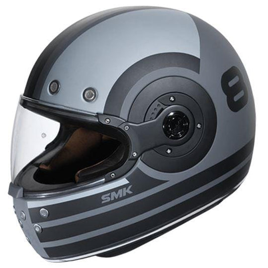 SMK Retro Ranko Glossy Black Grey Helmet GL626 Riders Junction