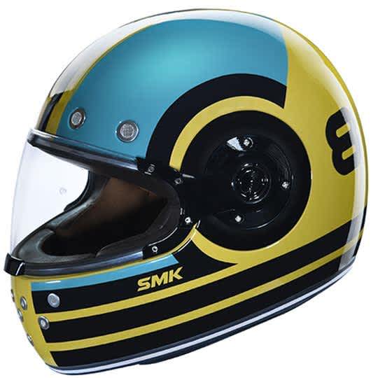 SMK Retro Ranko Glossy Yellow Blue Helmet GL428 Riders Junction