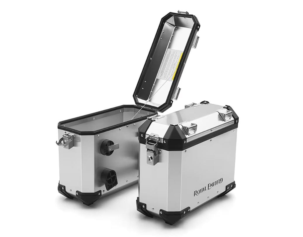 Royal Enfield Silver Aluminum Adventure Panniers