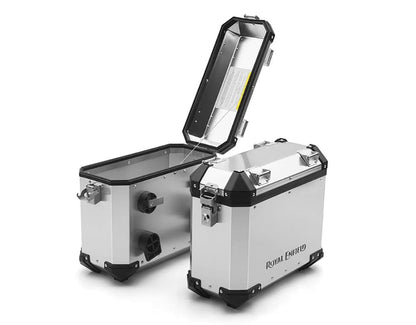 Royal Enfield Silver Aluminum Adventure Panniers