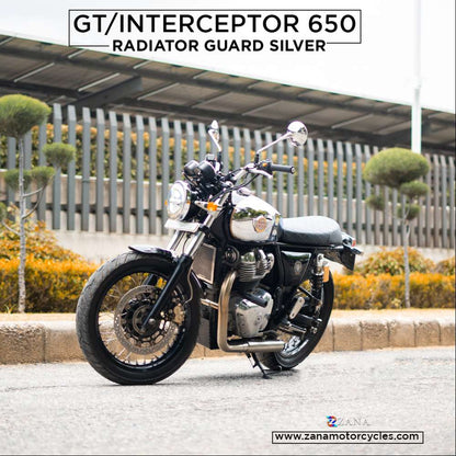 Silver Radiator Guard for Continental GT and Interceptor 650