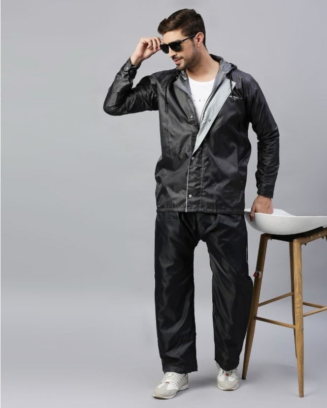 Steel Grey Raincoat for Mens