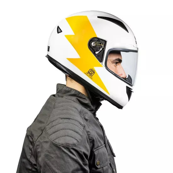 Street Prime Bolt Helmet-White and Yellow
