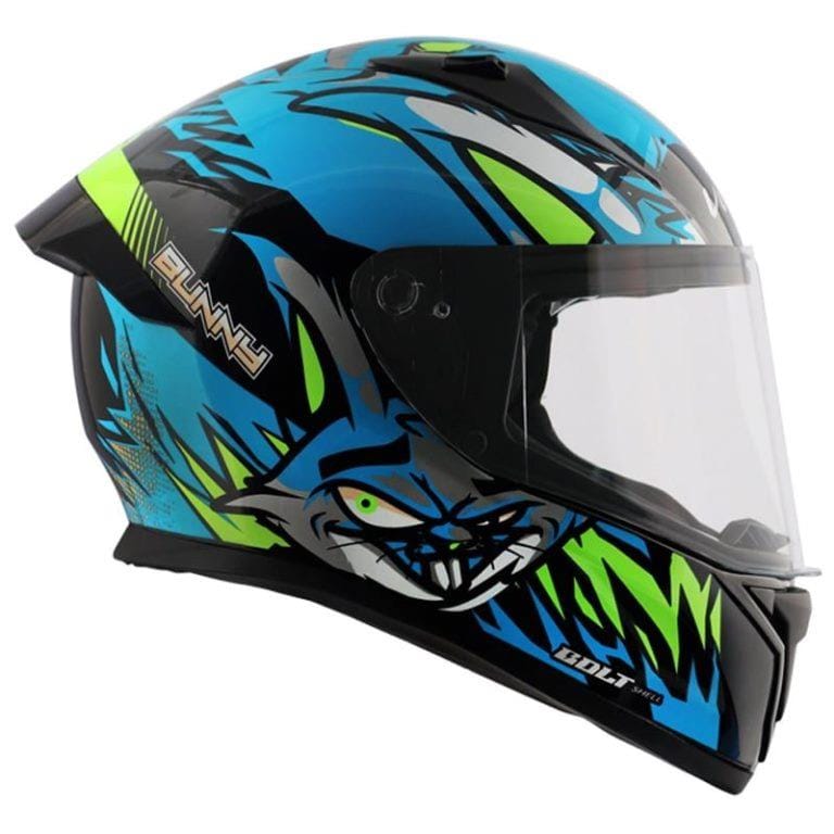 Vega Bolt Bunny Black Neon Blue Helmet Riders Junction 2