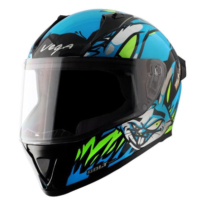 Vega Bolt Bunny Black Neon Blue Helmet