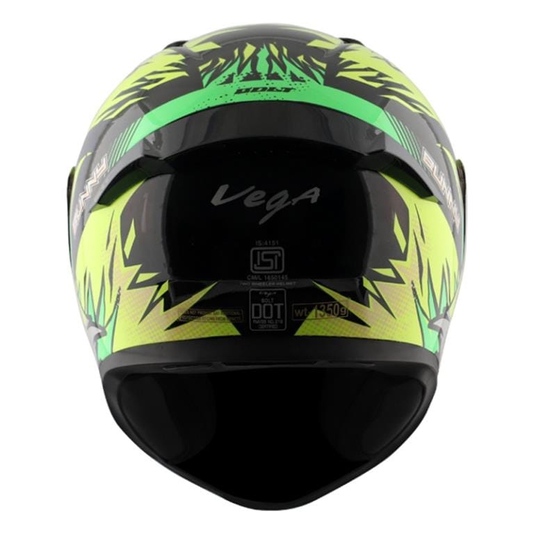 Vega Bolt Bunny Black Neon Yellow Helmet Riders Junction 1