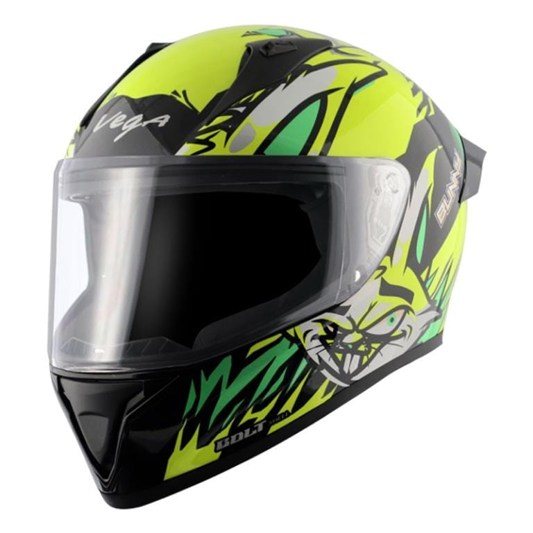 Vega Bolt Bunny Black Neon Yellow Helmet Riders Junction 2